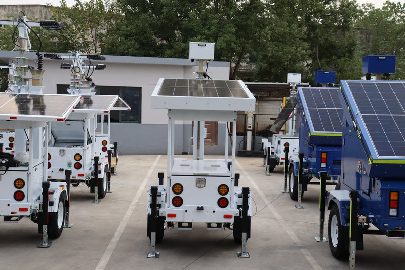 (GO Trailer S7P870B800) 20ft electric steel mast, square telescopic type, 2x435W solar panels, 4x200AH LiFePO4 battery