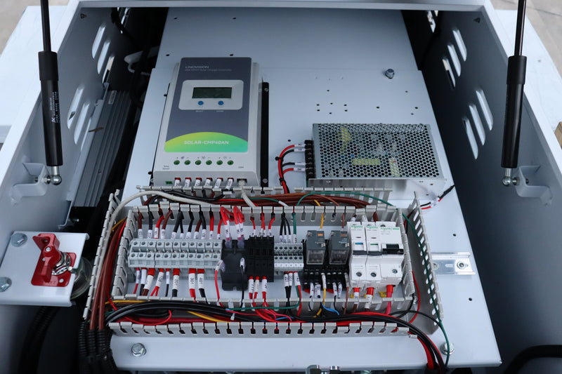 (GO Trailer S7P870B800) 20ft electric steel mast, square telescopic type, 2x435W solar panels, 4x200AH LiFePO4 battery