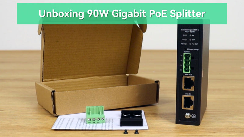 90W Gigabit PoE Splitter With IEEE802.3bt PoE Output and DC 5/9/12/24V Output