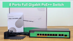 8 Ports Full Gigabit PoE++ Switch, Built-in 120W Power with 4 BT 90W Ports & 4 AT 30W Ports