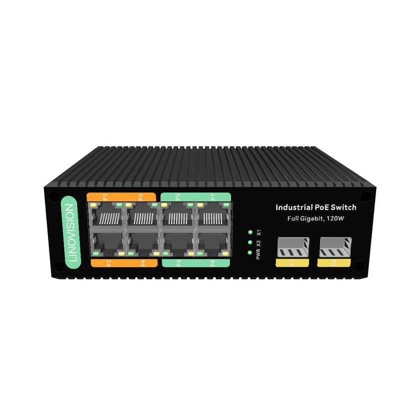 Industrial 8 Ports Full Gigabit BT 90W PoE Switch with 2 SFP Uplink