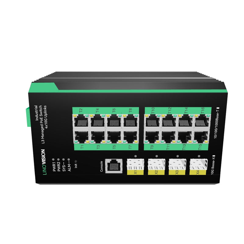 Industrial 16-Port Full Gigabit L3 Managed PoE Switch with 4-Port 10G Uplink SFP+