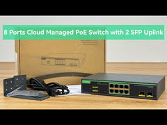 8 Ports Cloud Managed PoE Switch with 2 SFP Uplink, Full Gigabit Ports