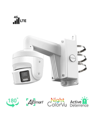 4G LTE Wireless 4K Dual-Lens 180° Panoramic Camera with Night ColorVu, Active Deterrence Light and Two-Way Talk