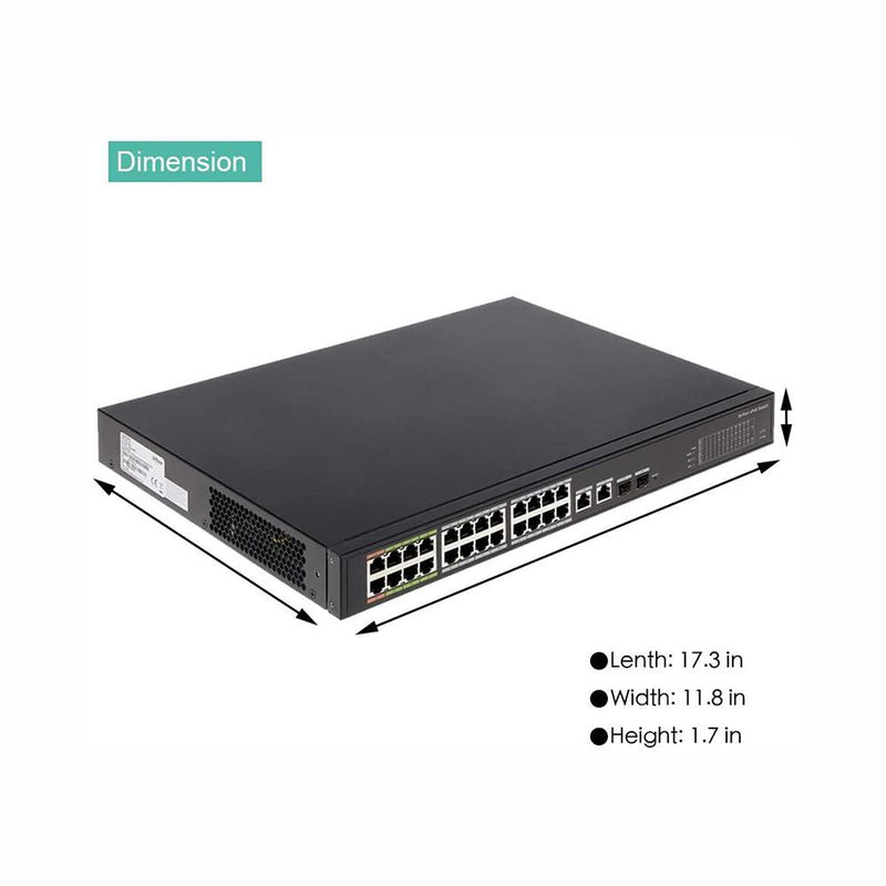 24 Port Industrial Managed POE & EOC Hybrid ePOE Switch with Ethernet Over Coax Technology Power Budget 360W 10M/100M/1000M IEEE802.3af/at Standard Working with Dahua ePOE IP Camera