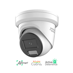 4MP AI Smart Night ColorVu IP Turret Dome Camera support Active Deterrence with Strobe Light and Audio Alarm