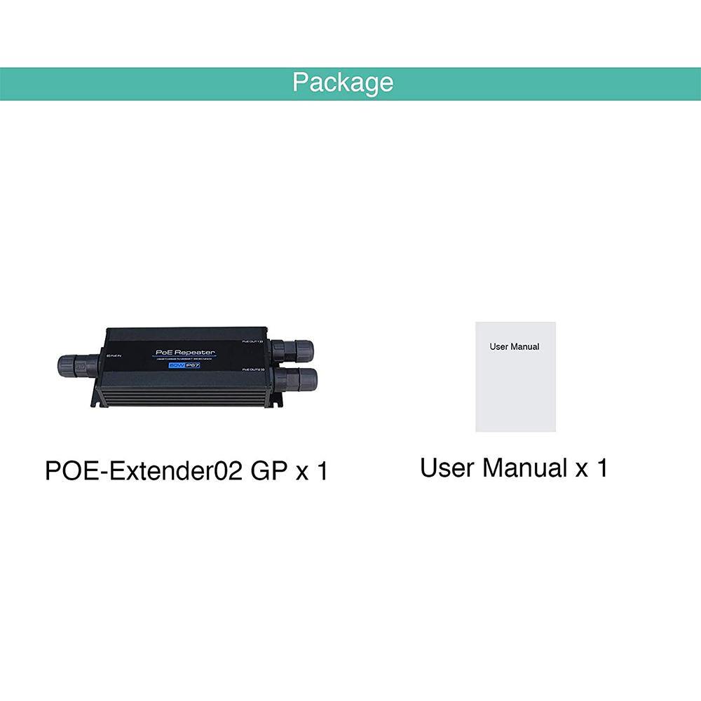 LINOVISION Gigabit 802.3 bt 2 Port POE++ Extender IP67 Max 81W