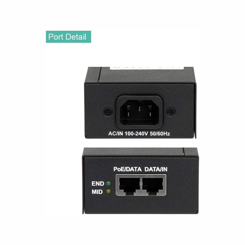 30W Gigabit Single Port Power Over Ethernet PoE Injector, 802.3at PoE ...