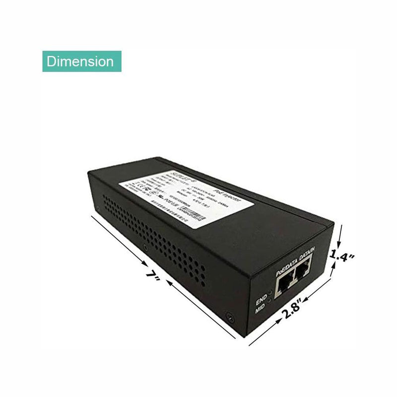 30W Gigabit Single Port Power Over Ethernet PoE Injector, 802.3at PoE ...