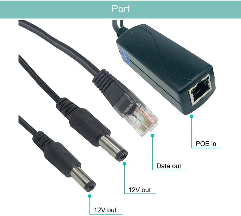 LINOVISION POE Splitter Power Over Ethernet with 2 DC 12V Output IEEE 802.3at Compatible Powering IP Camera with Speaker Mircrophone Router